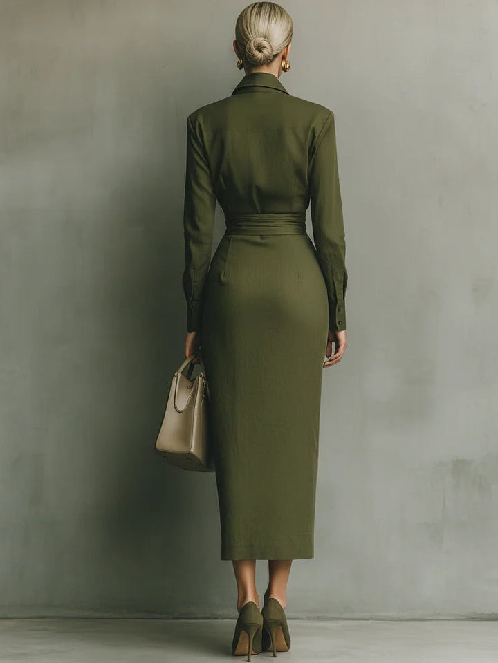 Noëlle™ | Robe maxi en vert militaire