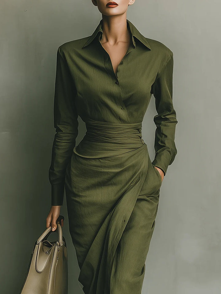 Noëlle™ | Robe maxi en vert militaire