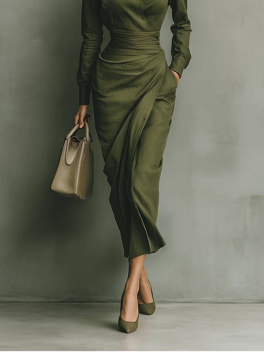 Noëlle™ | Robe maxi en vert militaire