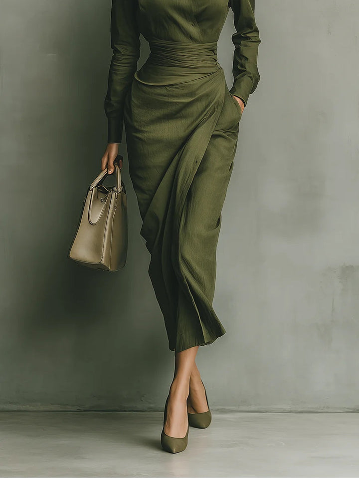 Noëlle™ | Robe maxi en vert militaire