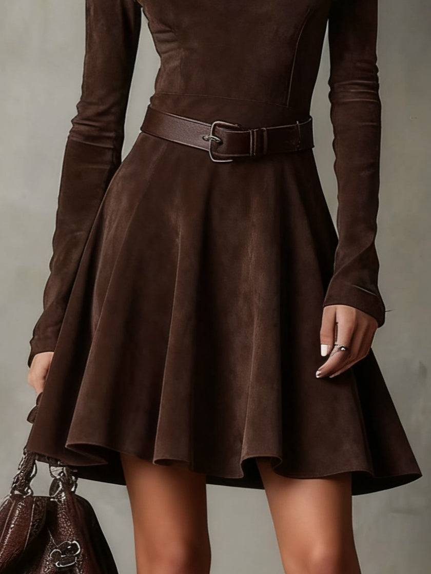 Lily | Robe Mini en Suède Vintage