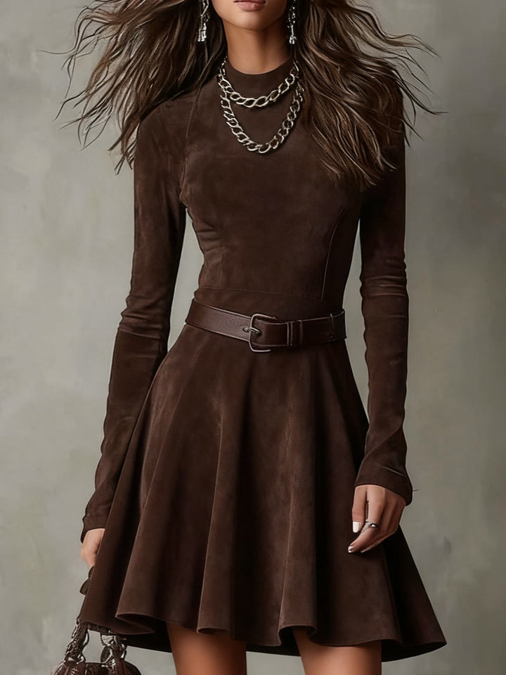 Lily | Robe Mini en Suède Vintage