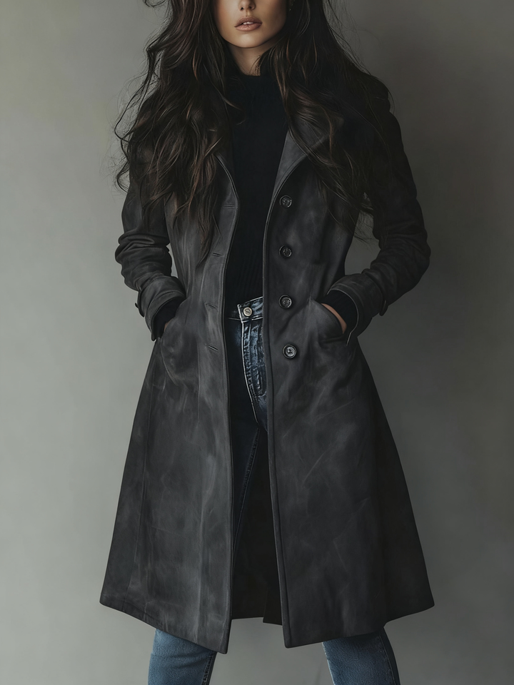 Teresa | Vintage Style Suede Trench Coat