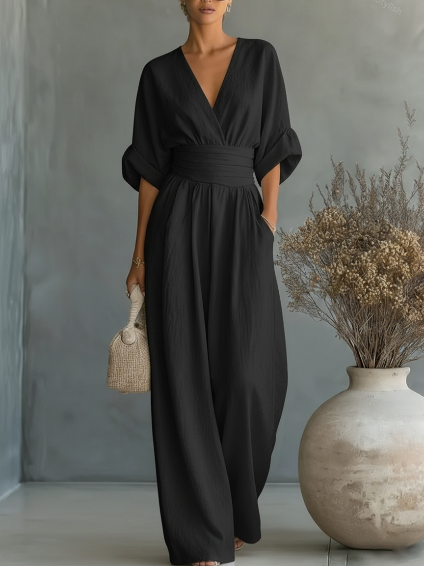 ESSENTIEL - Combinaison élégante à décolleté en V et taille haute