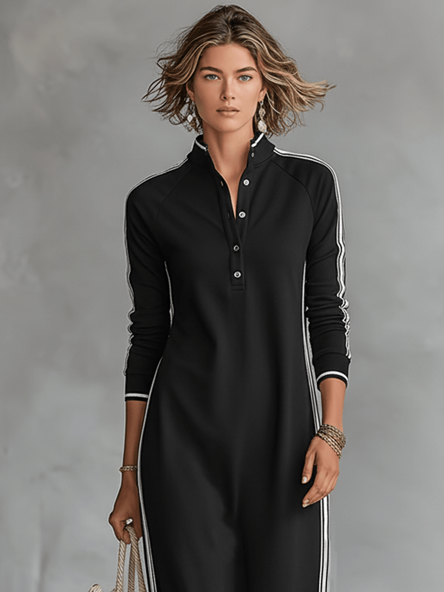 Robe en molleton avec boutonnage et col Maxi dress