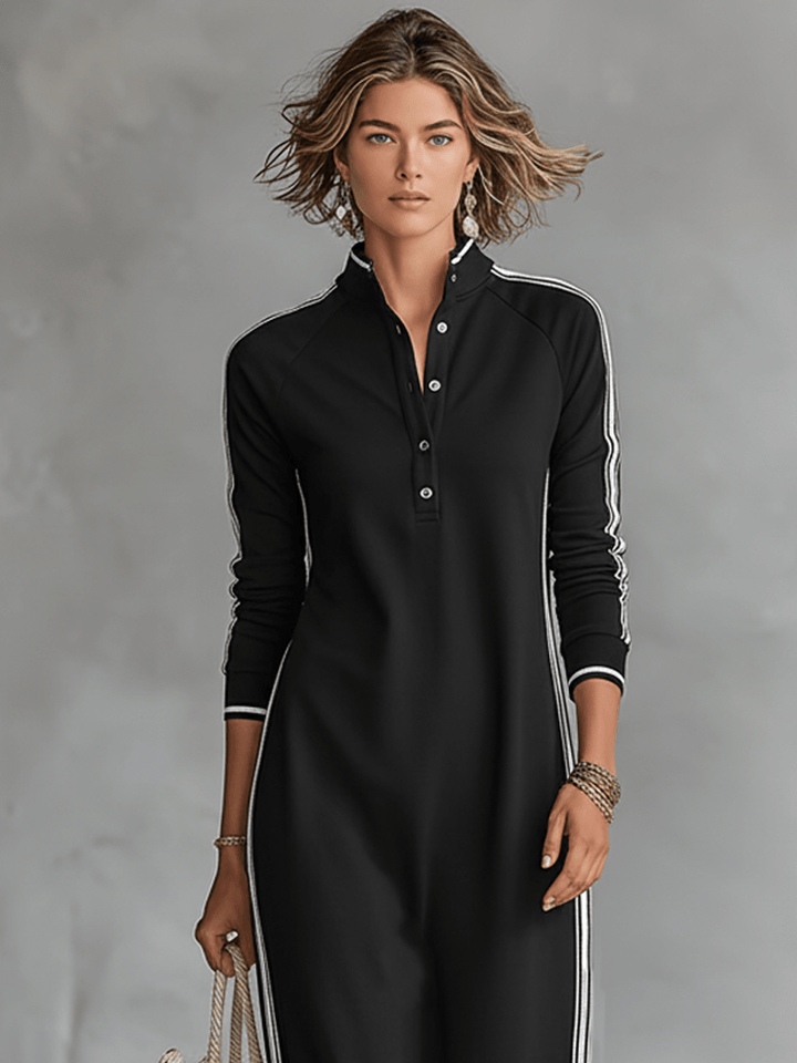 Robe en molleton avec boutonnage et col Maxi dress