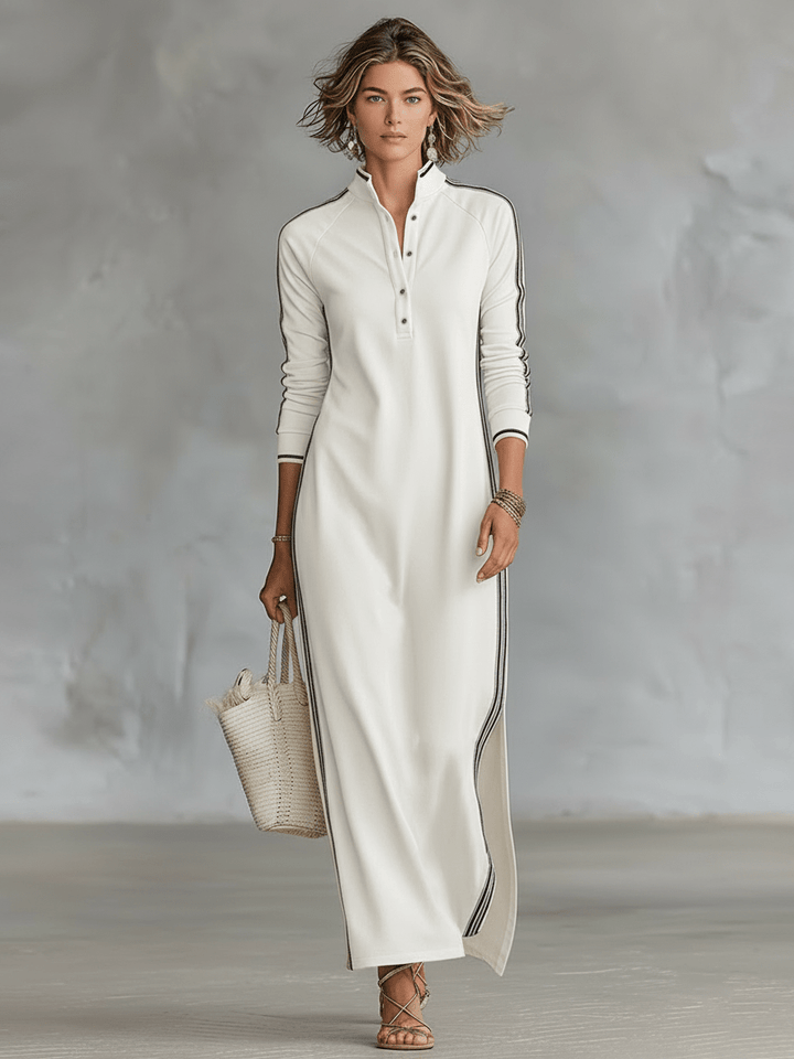 Robe en molleton avec boutonnage et col Maxi dress