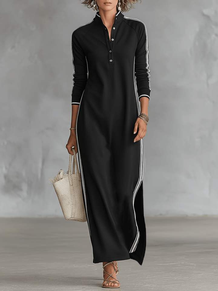 Robe en molleton avec boutonnage et col Maxi dress