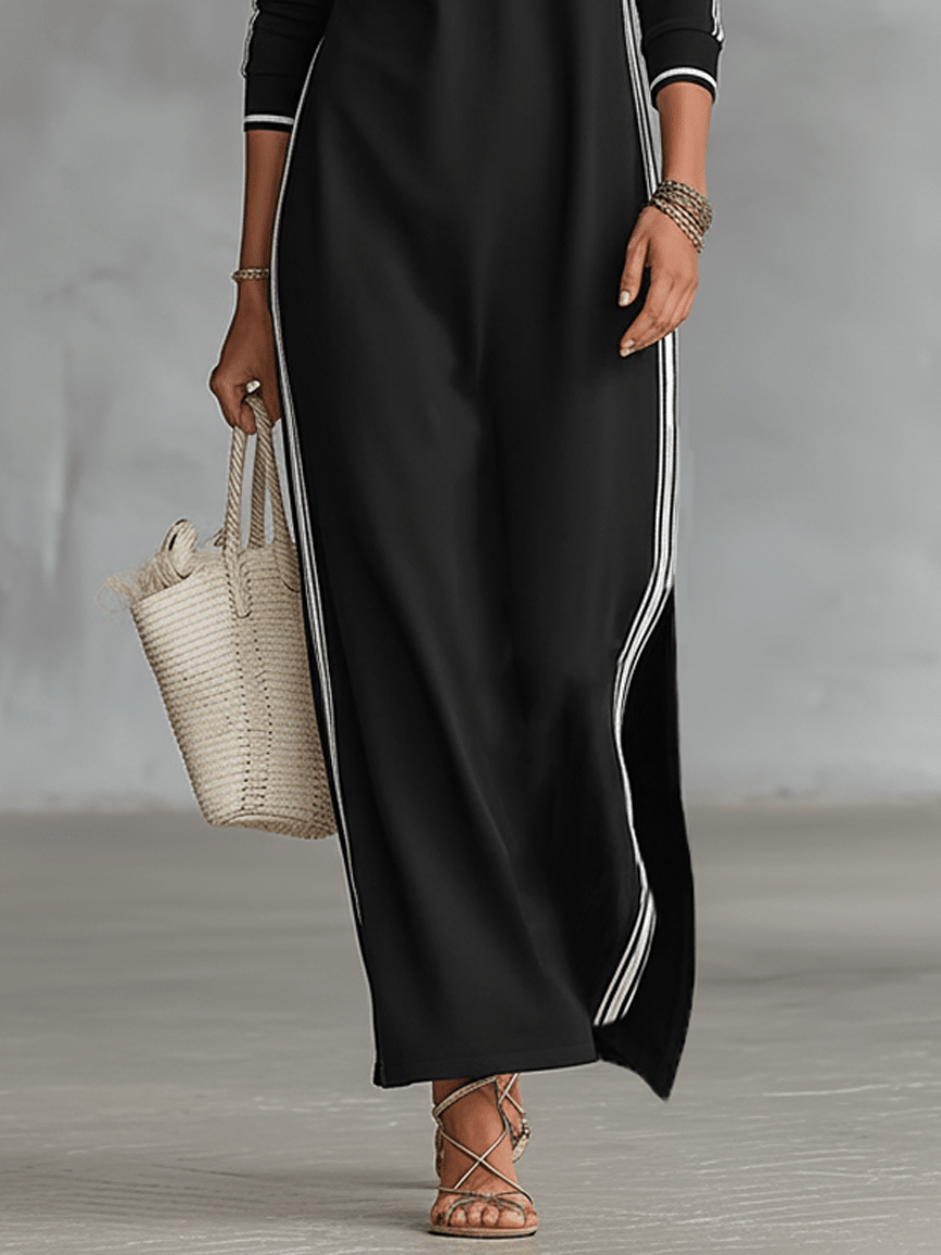 Robe en molleton avec boutonnage et col Maxi dress