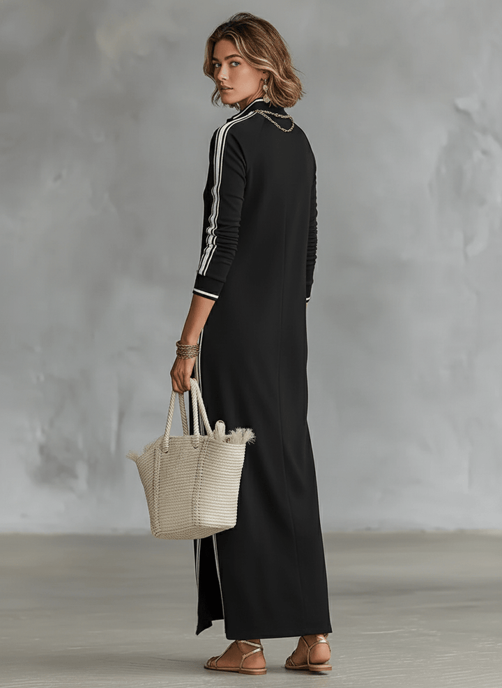 Robe en molleton avec boutonnage et col Maxi dress