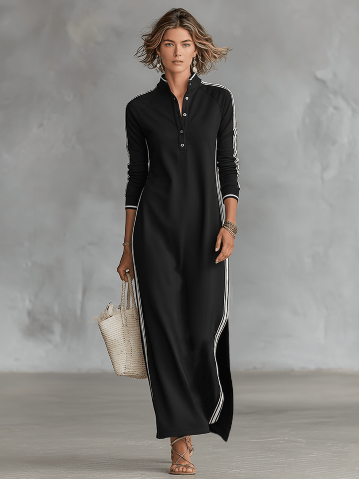 Robe en molleton avec boutonnage et col Maxi dress