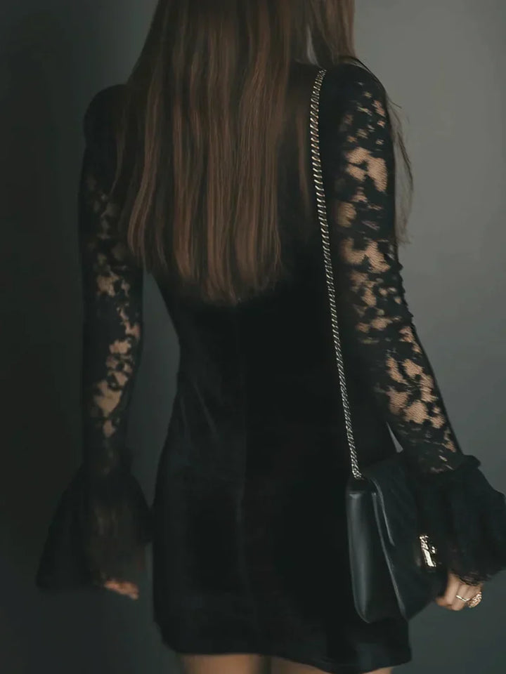 Aria | Robe Mini en Velours et Dentelle