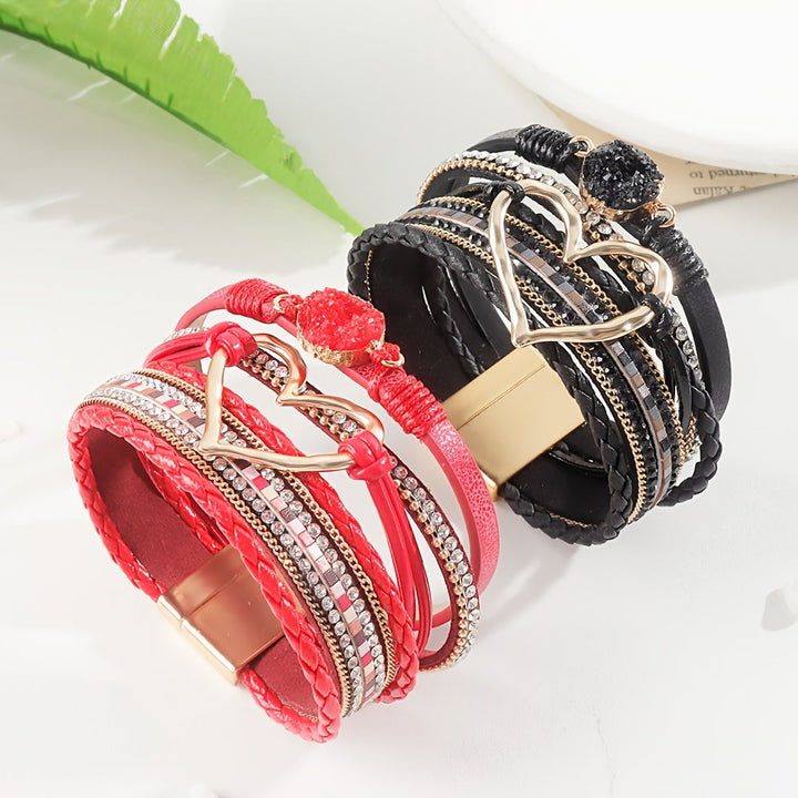 Bracelet en cuir multi-couches bohémien