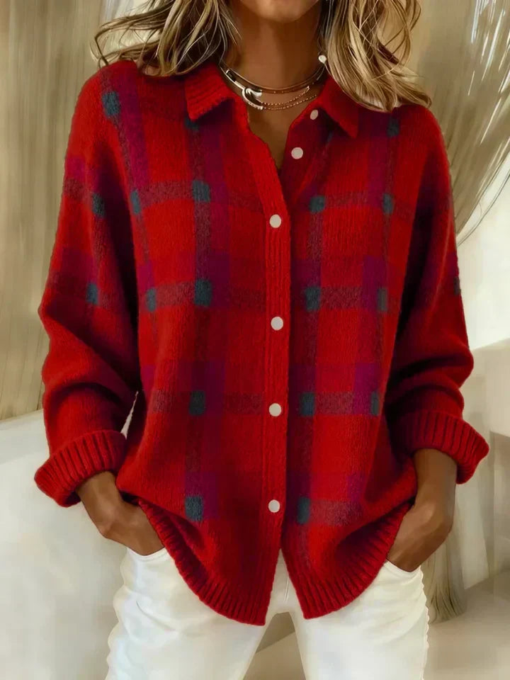 Divina - Camicia a Quadri Morbida come una Nuvola