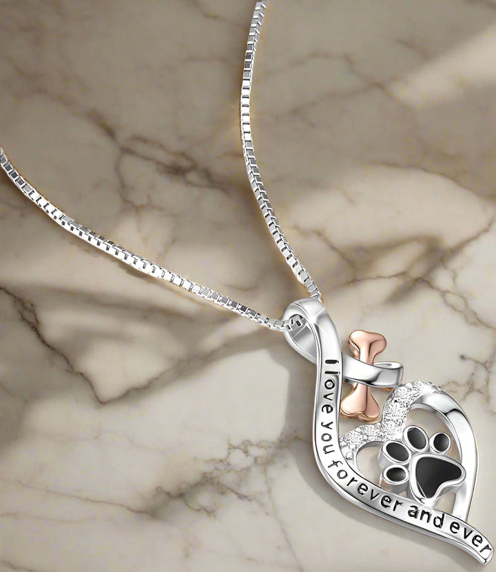 Lucky Charm Necklace with Heart, Bone, and Infinity Symbol