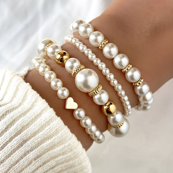 Bracelet en Perles Classiques en Forme de Cœur