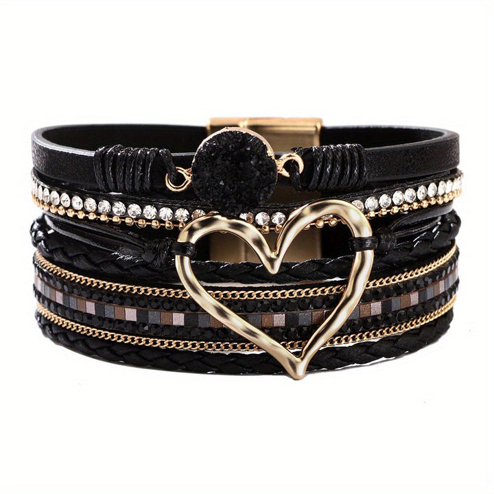 Bracelet en cuir multi-couches bohémien