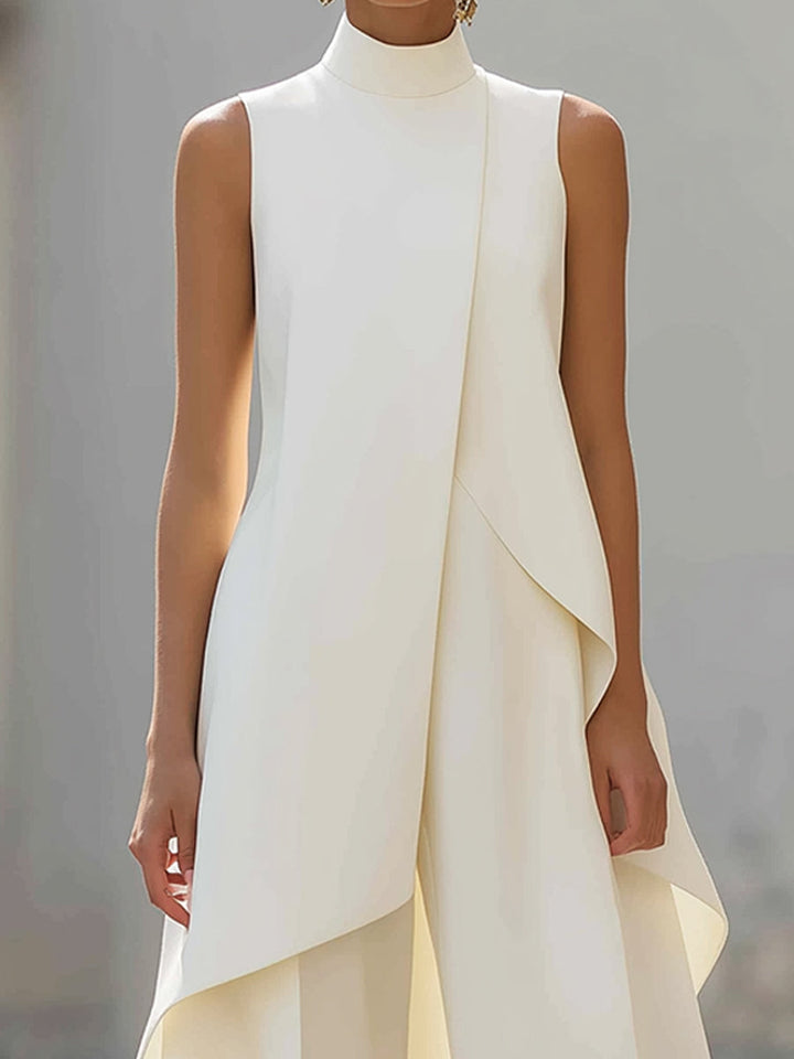 Haut asymétrique sans manches et pantalon à jambes larges