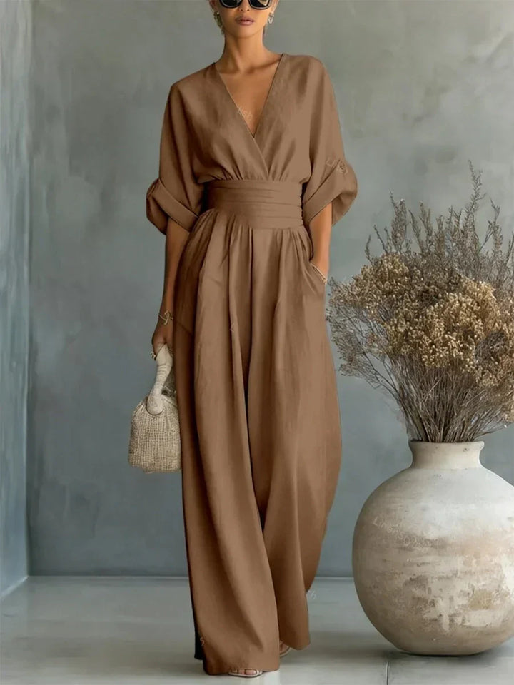 ESSENTIEL - Combinaison élégante à décolleté en V et taille haute