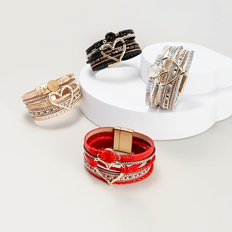 Bracelet en cuir multi-couches bohémien