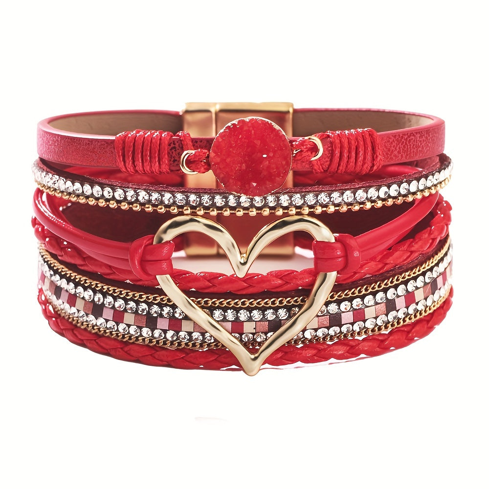 Bracelet en cuir multi-couches bohémien