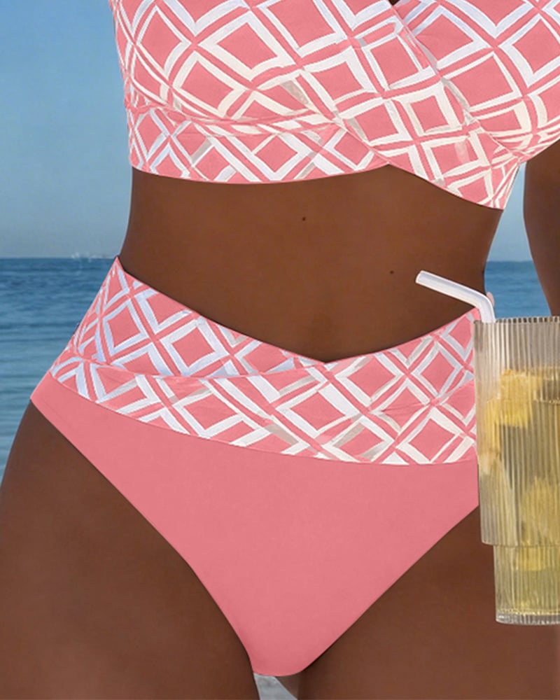 Bikini Deux Pièces Avec Soutien-Gorge Et Motif En Diamant
