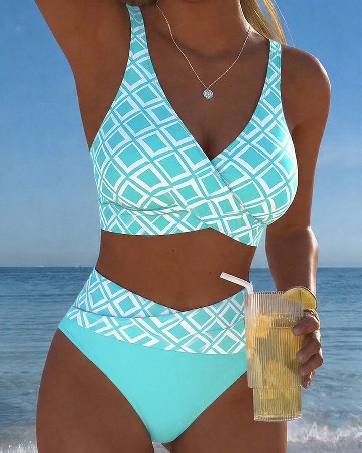 Bikini Deux Pièces Avec Soutien-Gorge Et Motif En Diamant