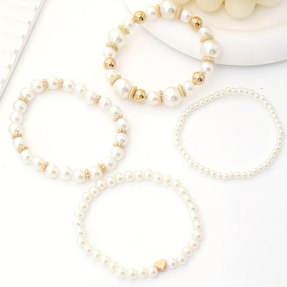 Bracelet en Perles Classiques en Forme de Cœur