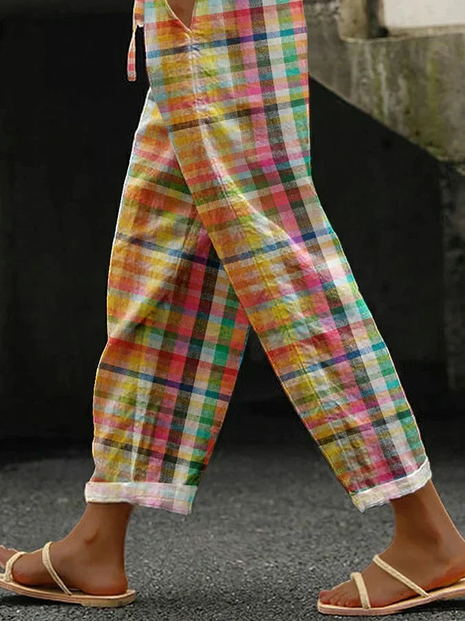 ZENARIA – PANTALONS À CARREAUX CONFORTABLES