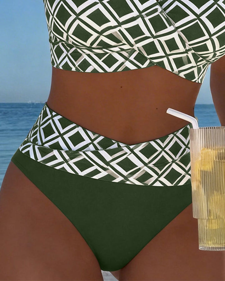 Bikini Deux Pièces Avec Soutien-Gorge Et Motif En Diamant