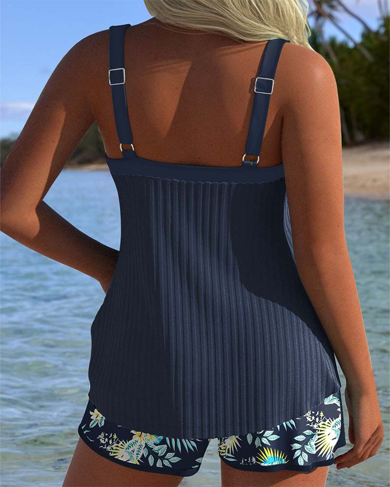 Laluna® | Tankini Rayé avec Bas de Maillot de Bain Deux Pièces