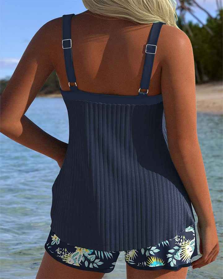 Laluna® | Tankini Rayé avec Bas de Maillot de Bain Deux Pièces