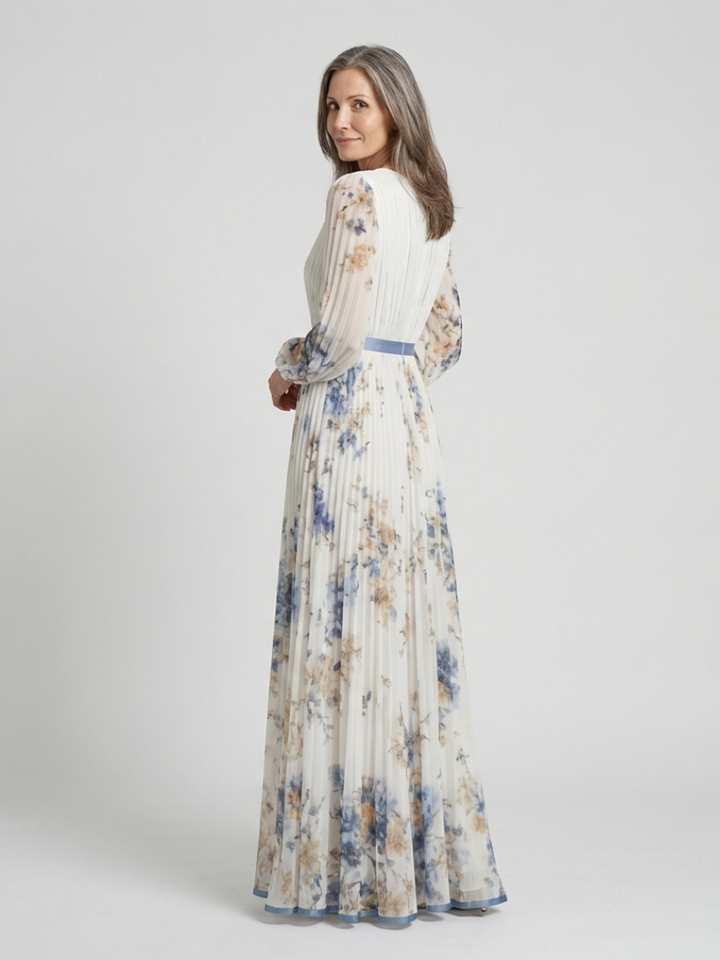 Stella & Grace™ | Abito Maxi a Maniche Lunghe con Scollo a V e Fantasia Floreale