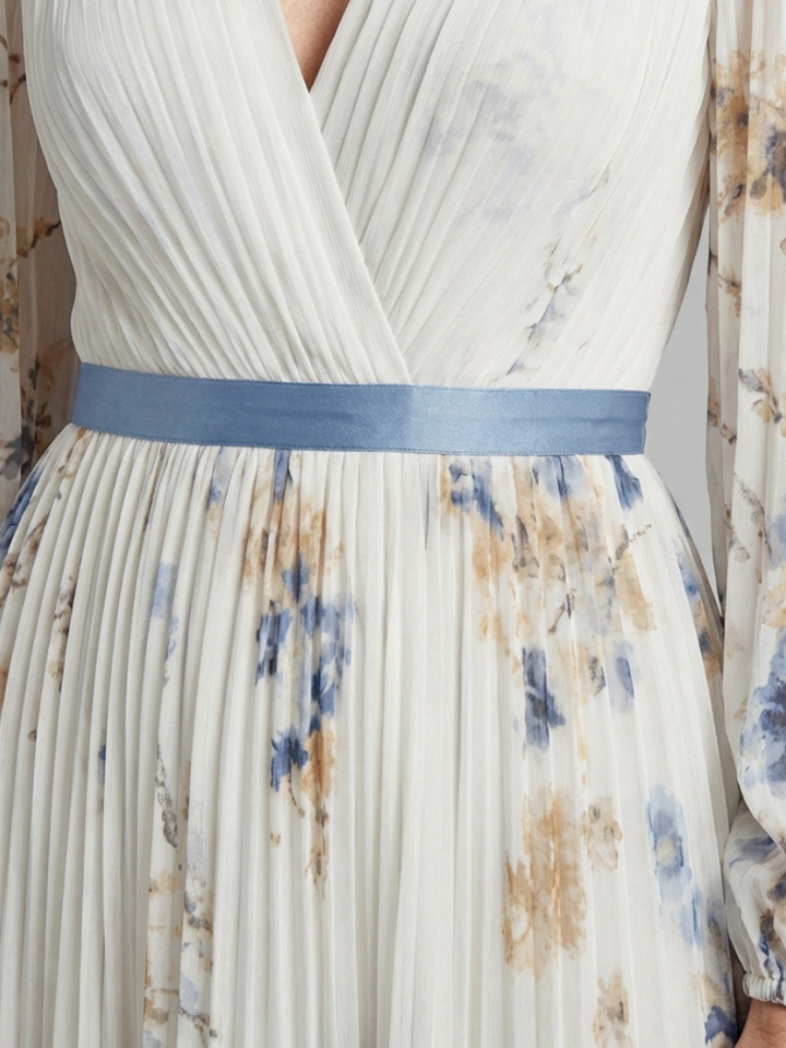 Stella & Grace™ | Abito Maxi a Maniche Lunghe con Scollo a V e Fantasia Floreale
