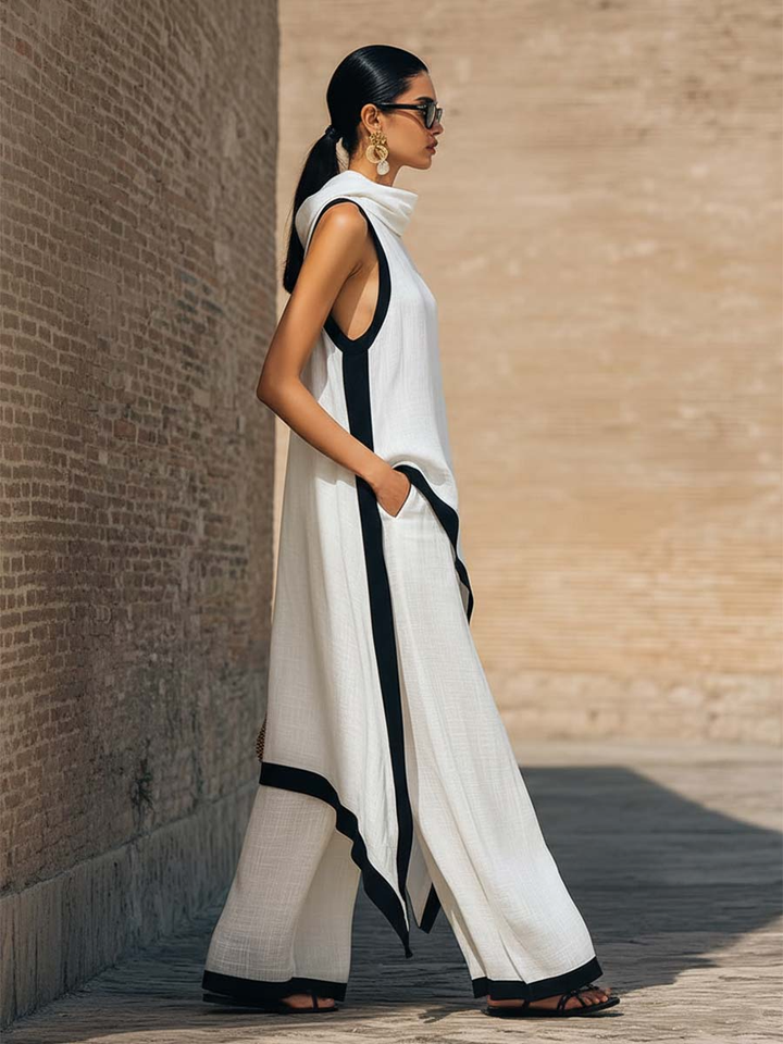 Maranta - Ensemble tunique asymétrique et pantalon large