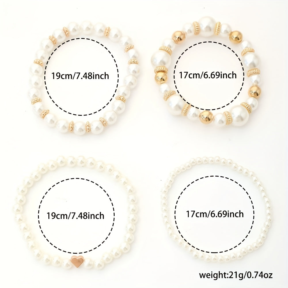 Bracelet en Perles Classiques en Forme de Cœur
