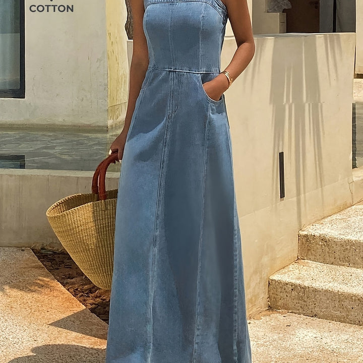 Valentina | Robe Maxi en Jean Vintage