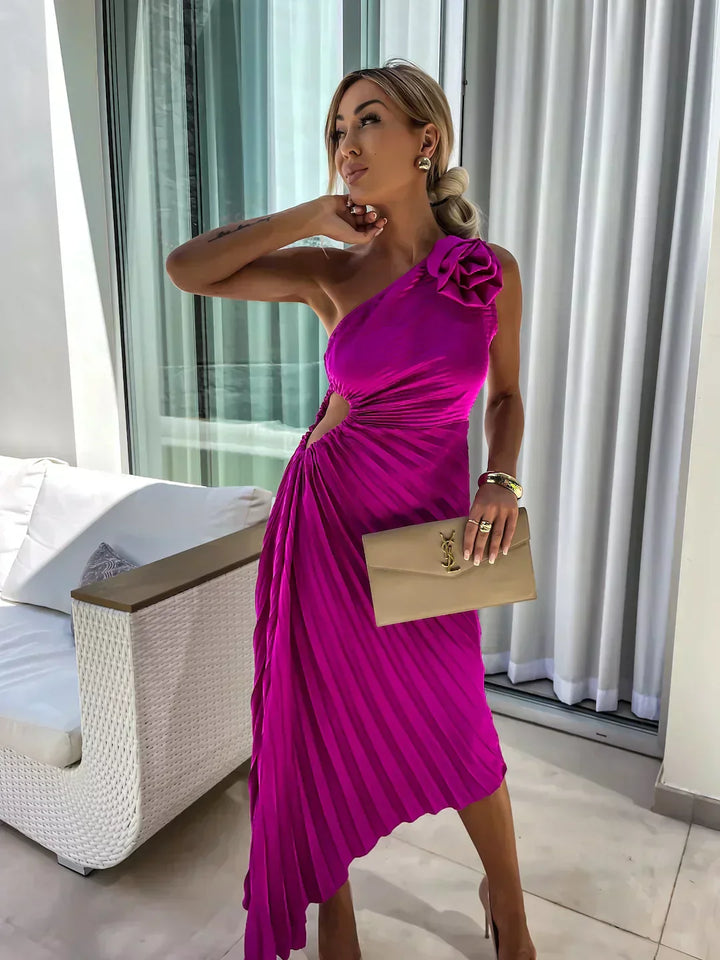 Eya™ | Robe maxi élégante avec design floral et une bretelle