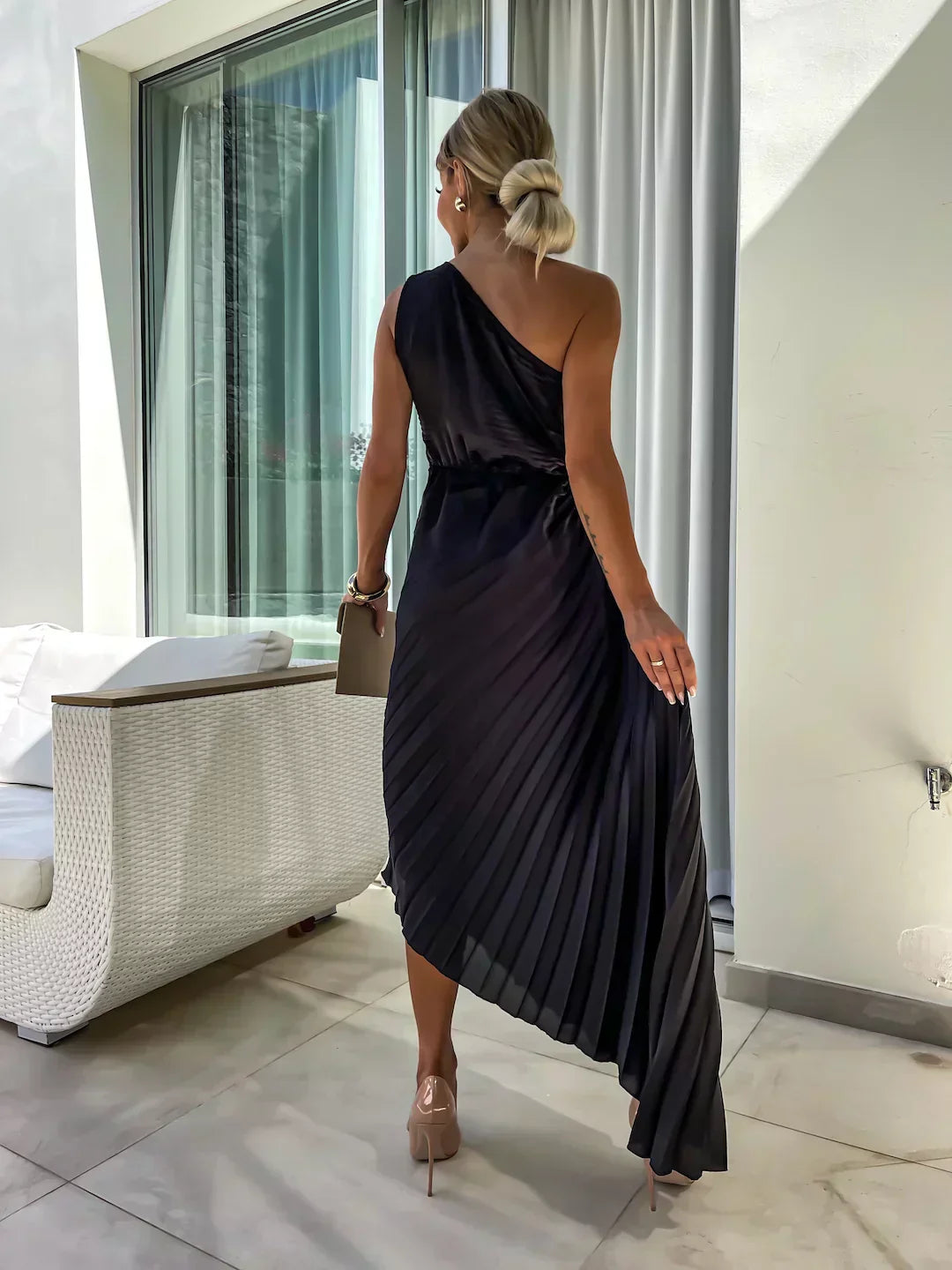Eya™ | Robe maxi élégante avec design floral et une bretelle