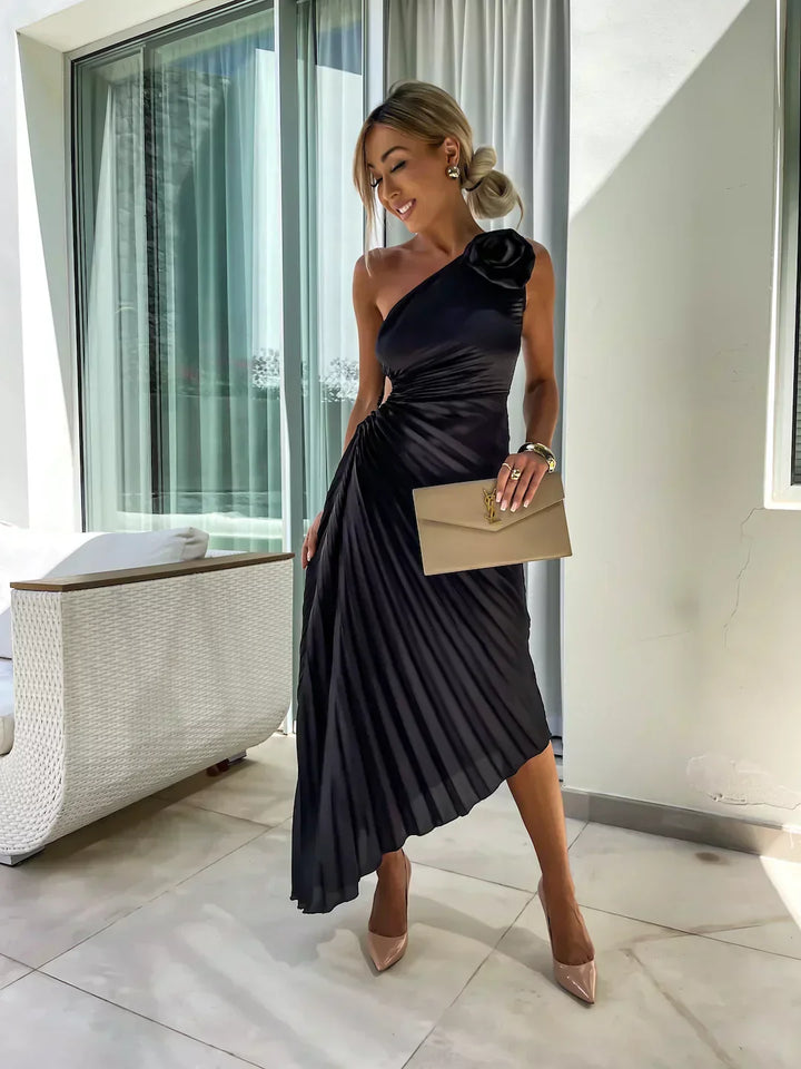 Eya™ | Robe maxi élégante avec design floral et une bretelle