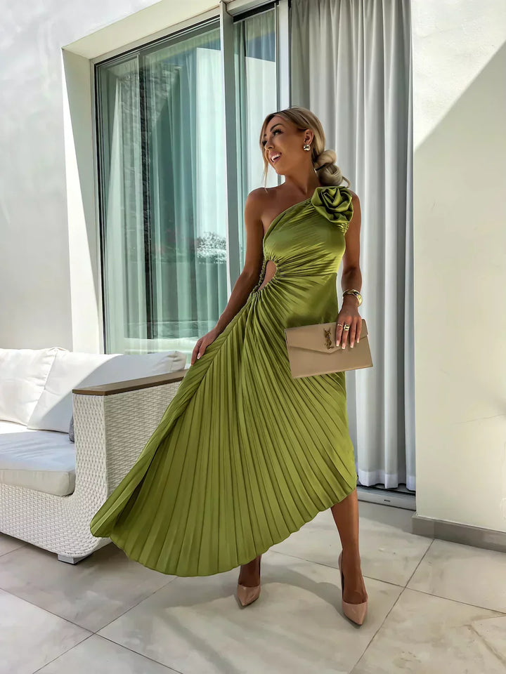 Eya™ | Robe maxi élégante avec design floral et une bretelle