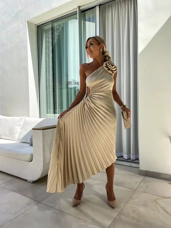 Eya™ | Robe maxi élégante avec design floral et une bretelle