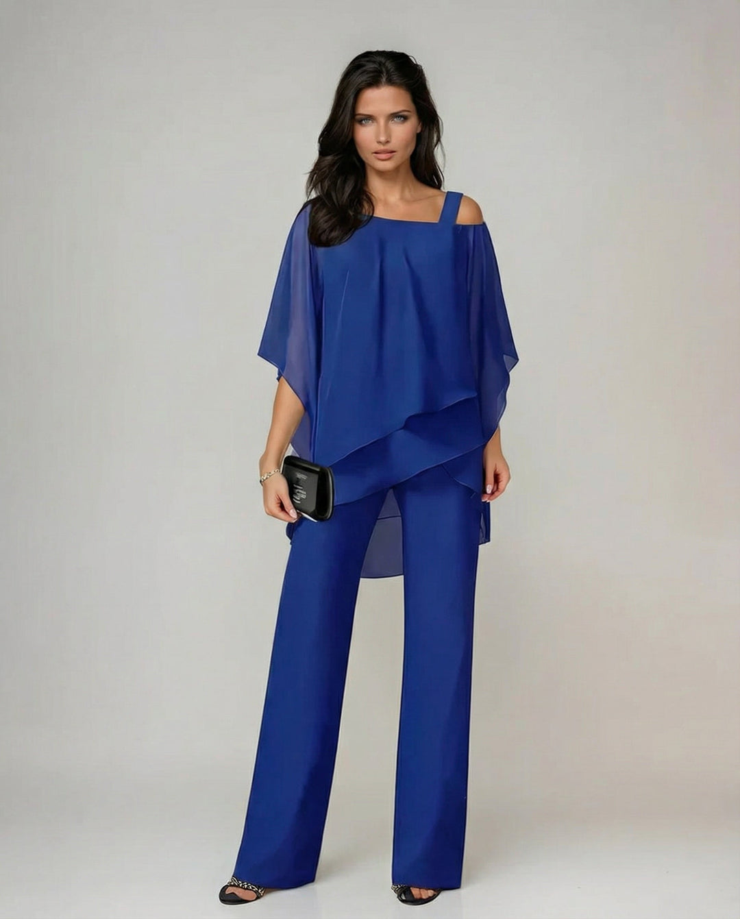 Loretta | Ensemble en coton et toile avec haut à manches chauve-souris et pantalon large