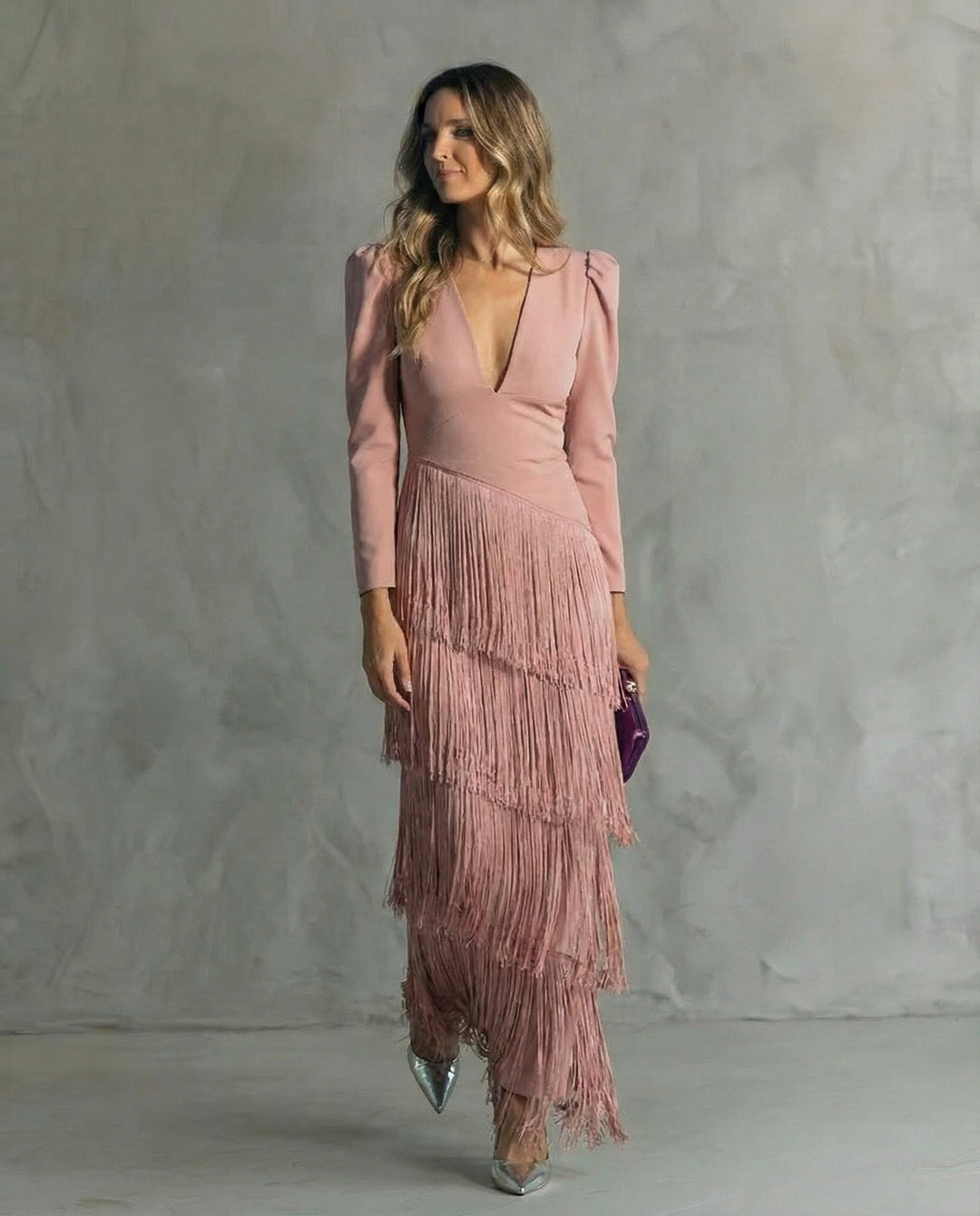 Clara™ | Robe midi élégante avec des manches à franges