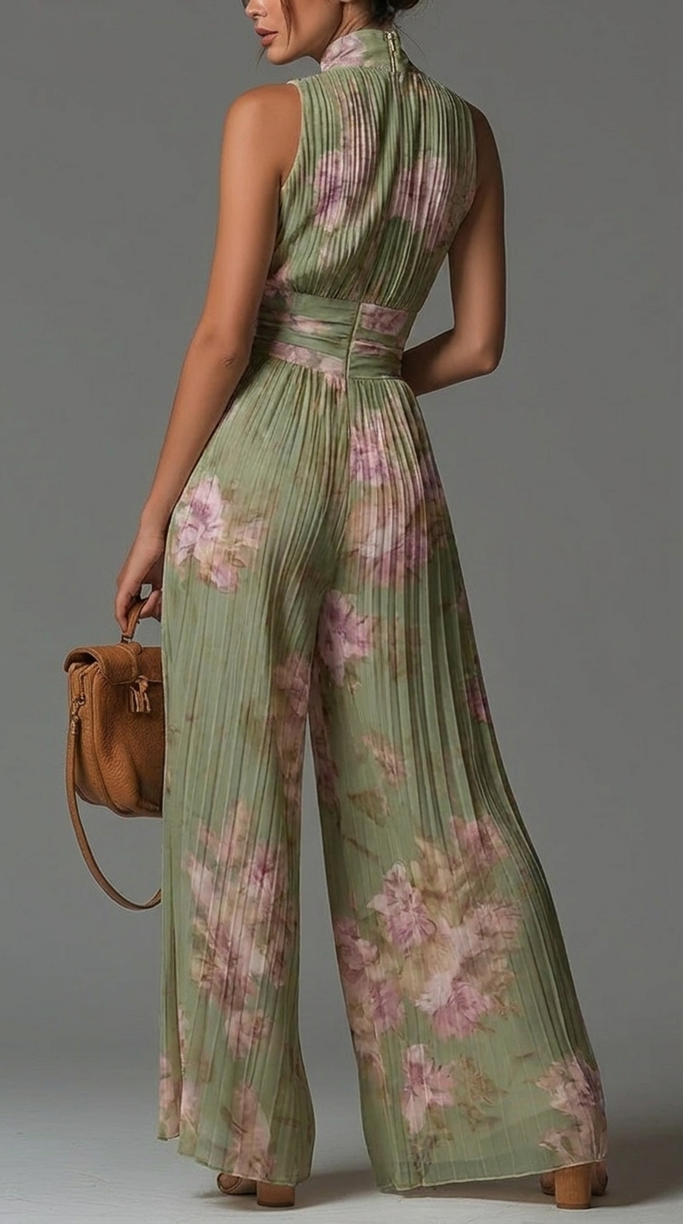 ESSENTIEL – Combinaison en Chiffon Floral Plissé