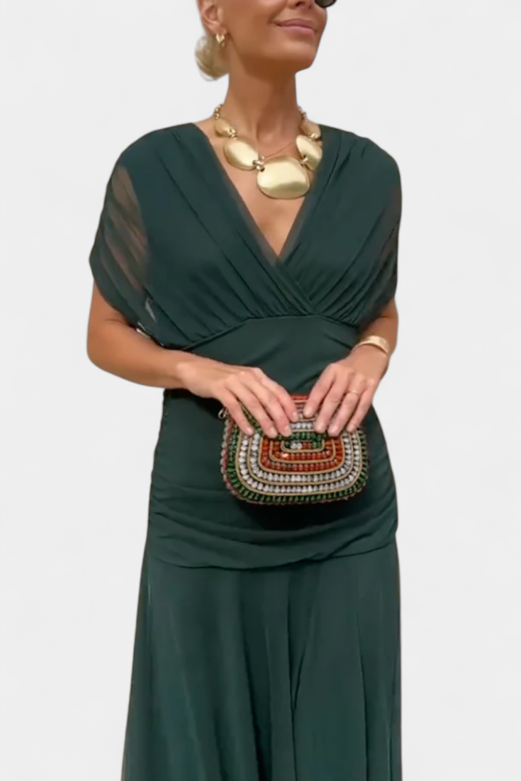 Alondra™ | Robe Longue Fleurie avec Décolleté en V