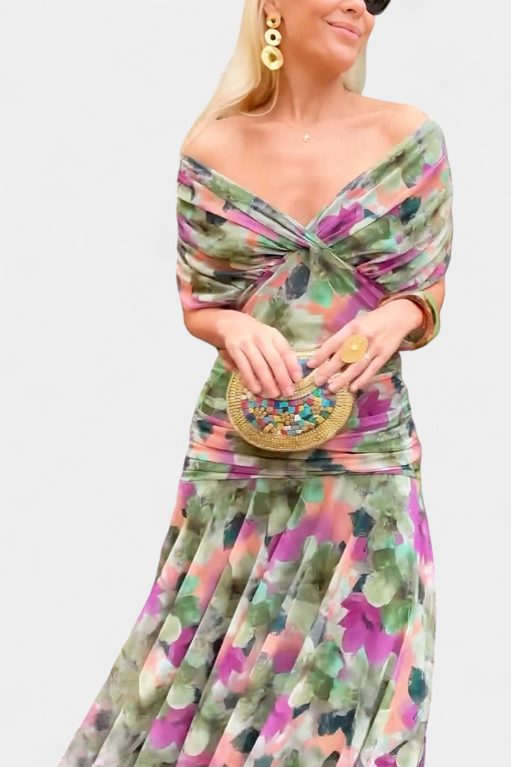 Alondra™ | Robe Longue Fleurie avec Décolleté en V