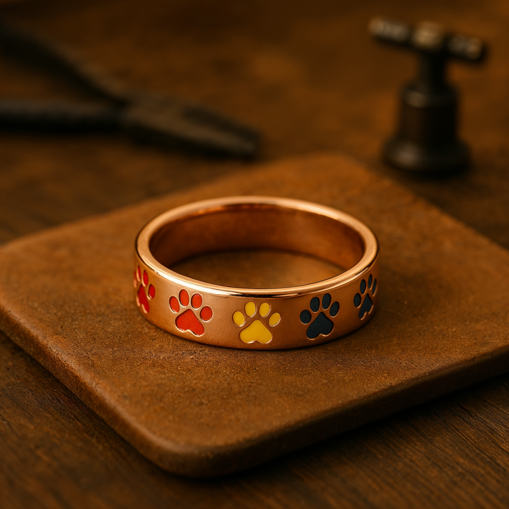 Rotating paw-shaped stress relief ring