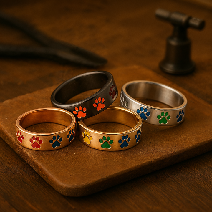 Rotating paw-shaped stress relief ring