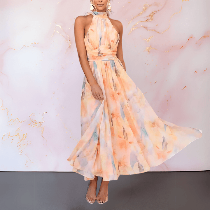 ESTHER | Robe Halter de Style Aquarelle
